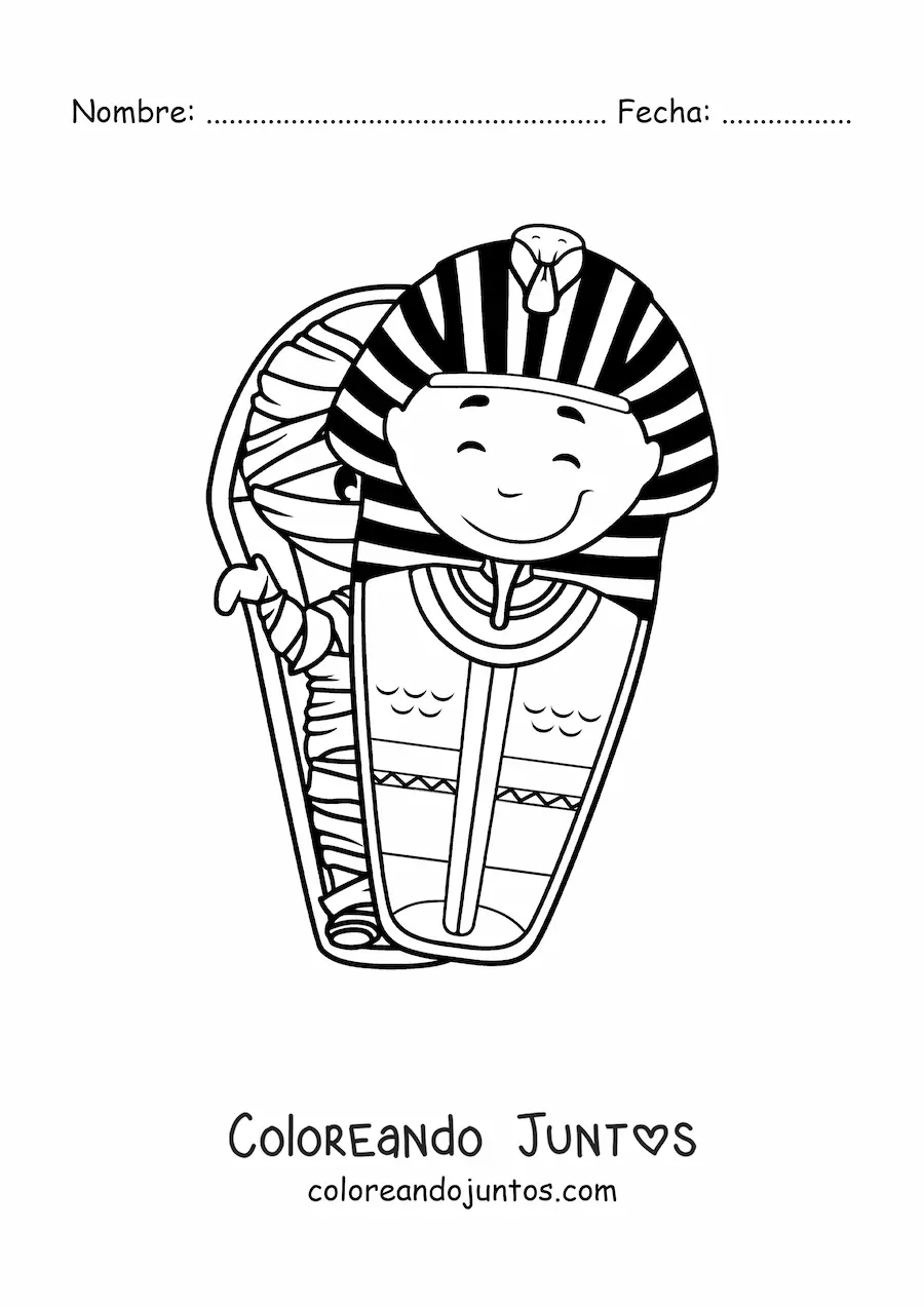 Imagen para colorear de momia egipcia animada