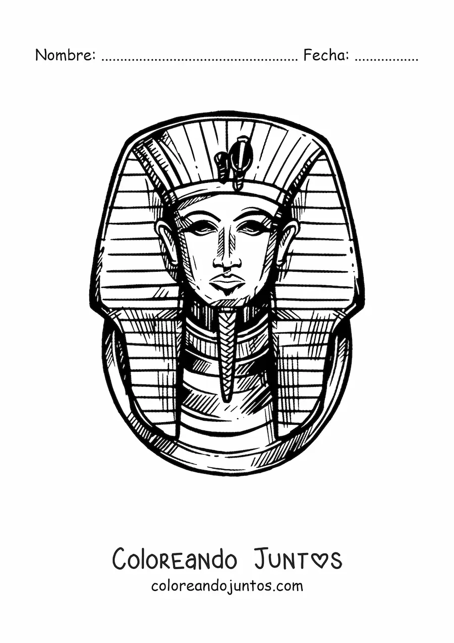Imagen para colorear de máscara de tutankamón