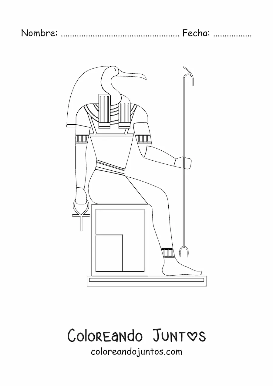 Imagen para colorear de jeroglífico egipcio del dios thoth