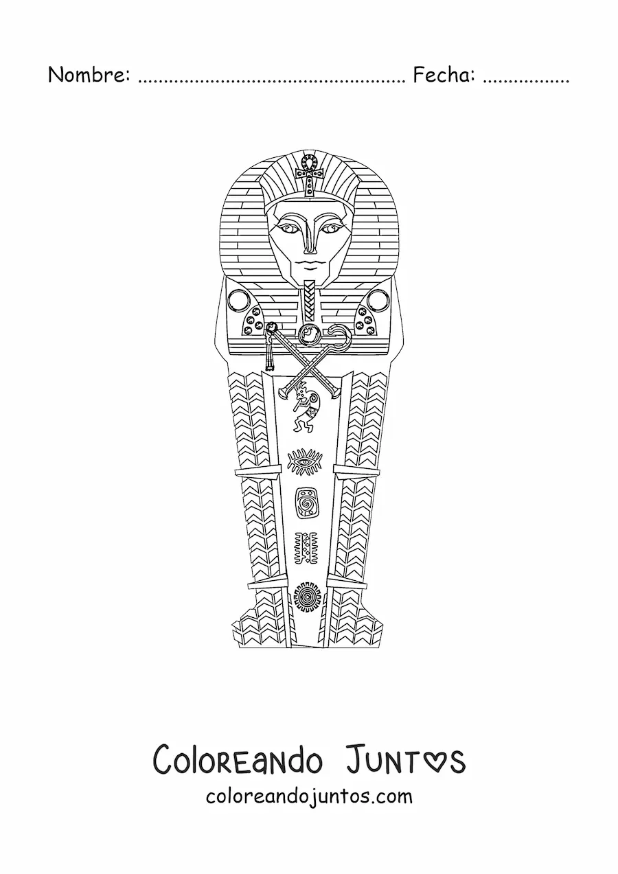 Imagen para colorear de sarcófago egipcio