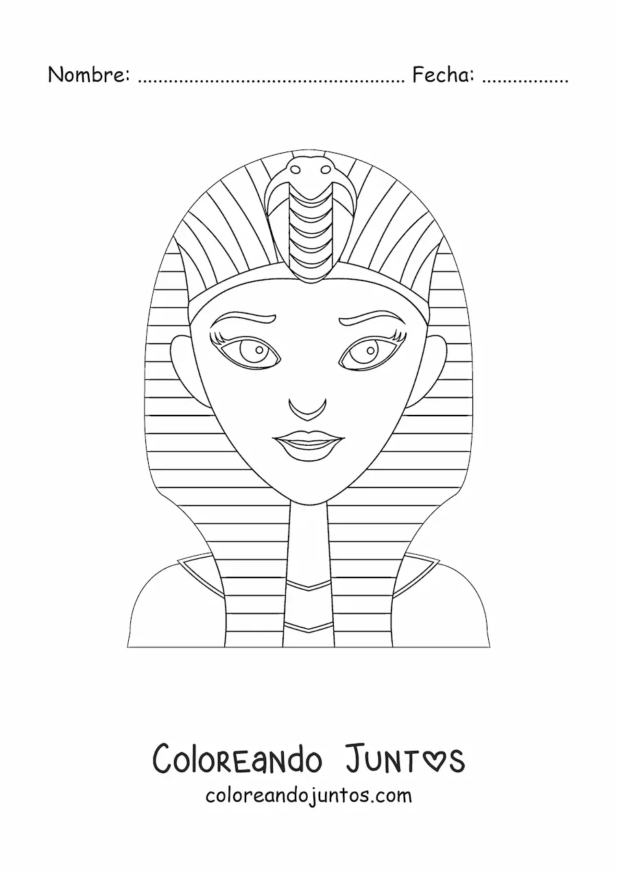 Imagen para colorear de máscara egipcia fácil