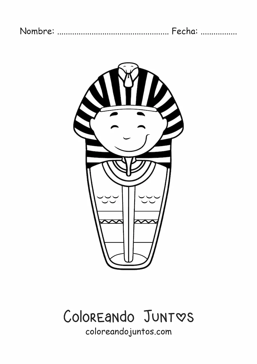 Imagen para colorear de sarcófago egipcio animado
