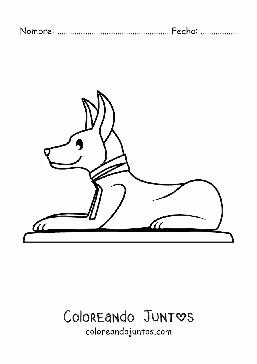 Imagen para colorear de escultura egipcia de un chacal