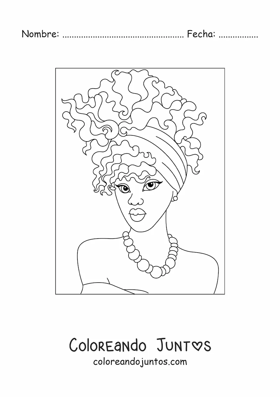 Imagen para colorear de mujer africana