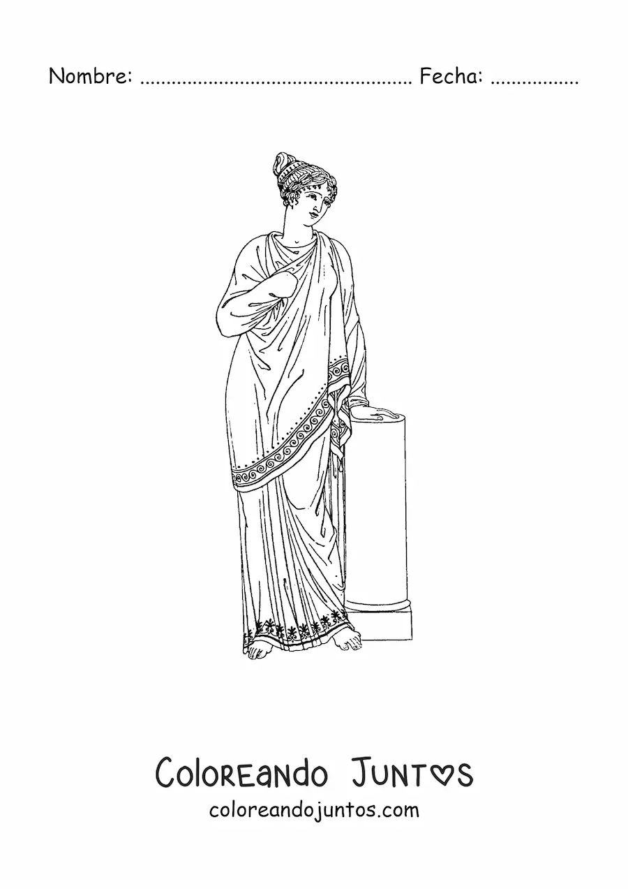 Imagen para colorear de mujer con vestido romano