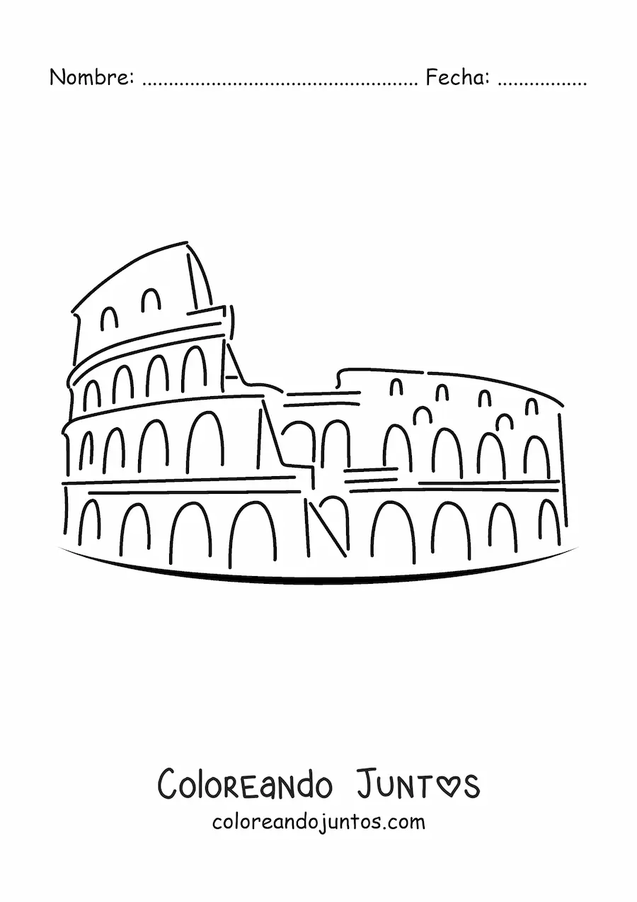 Imagen para colorear de coliseo romano fácil