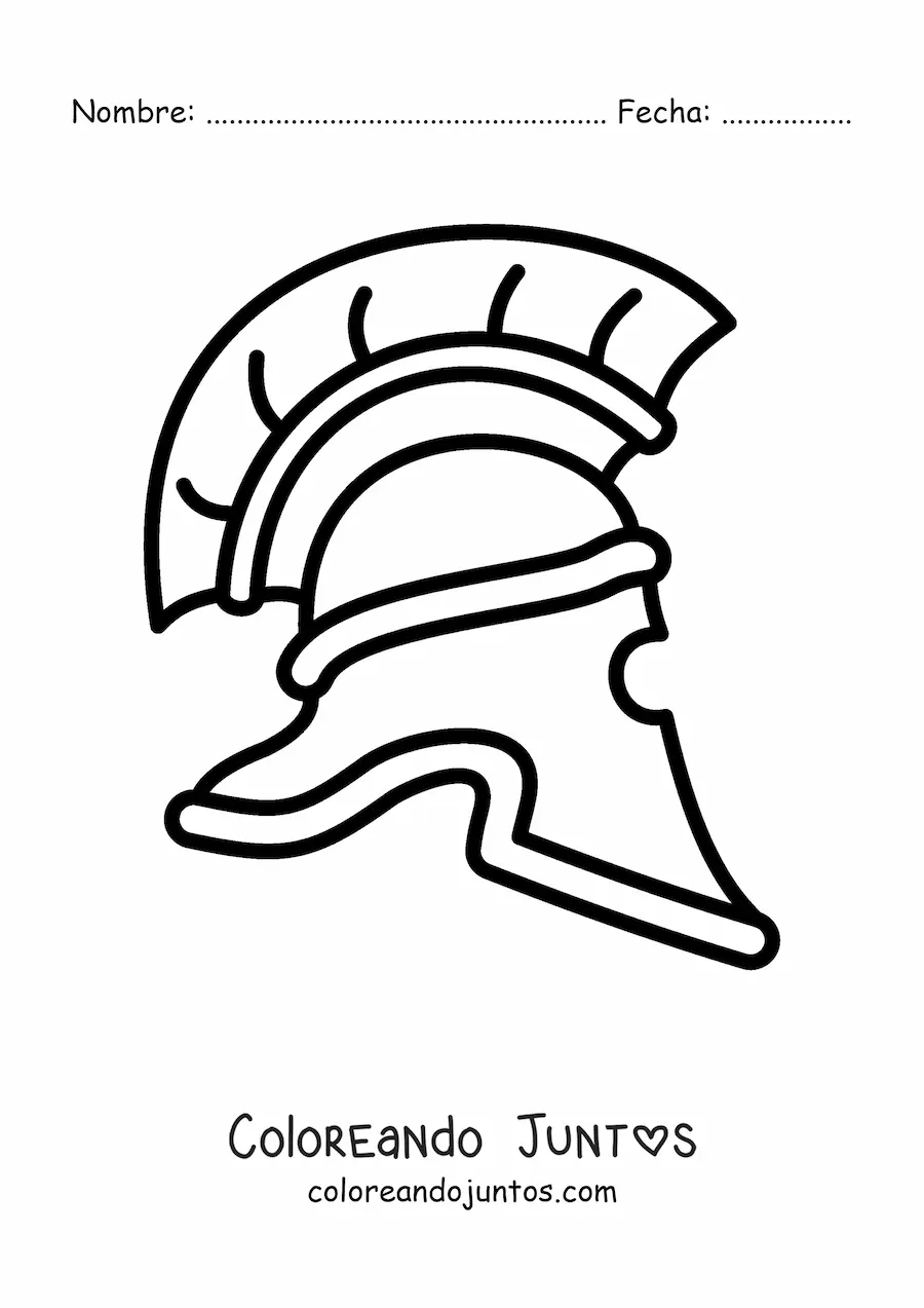 Imagen para colorear de casco romano fácil