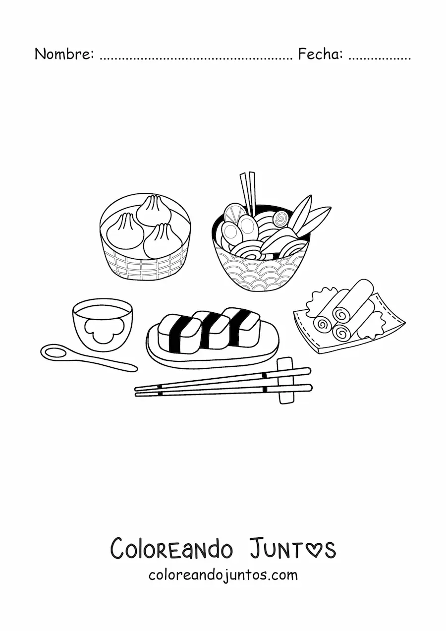 Imagen para colorear de comida japonesa