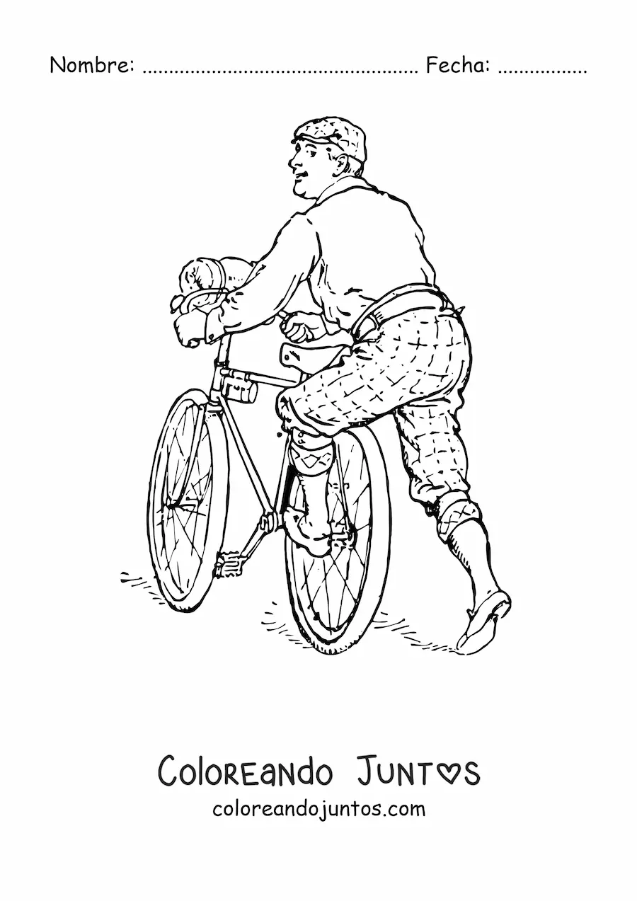 Imagen para colorear de un hombre en bicicleta