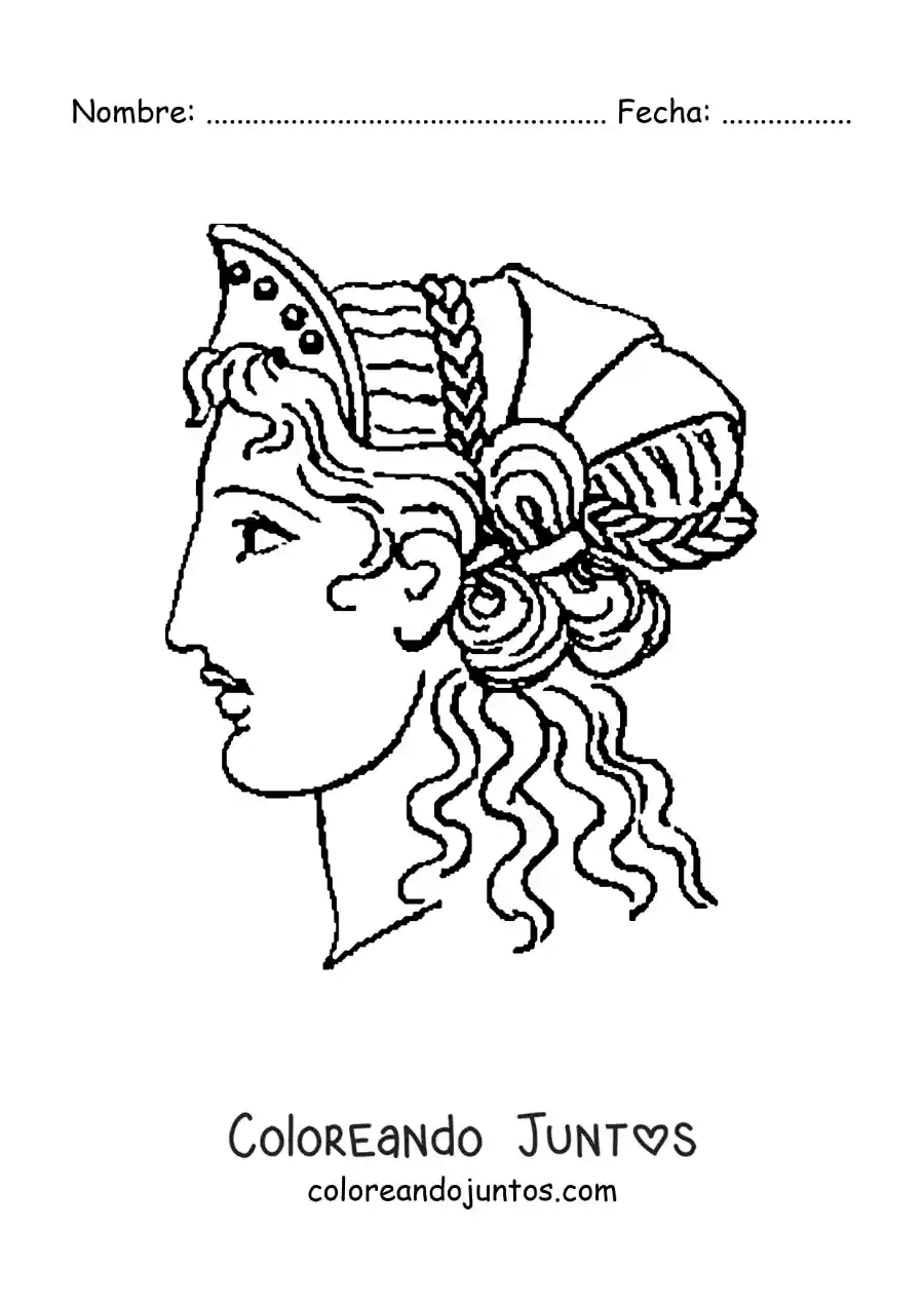 Imagen para colorear de mujer de la grecia antigua