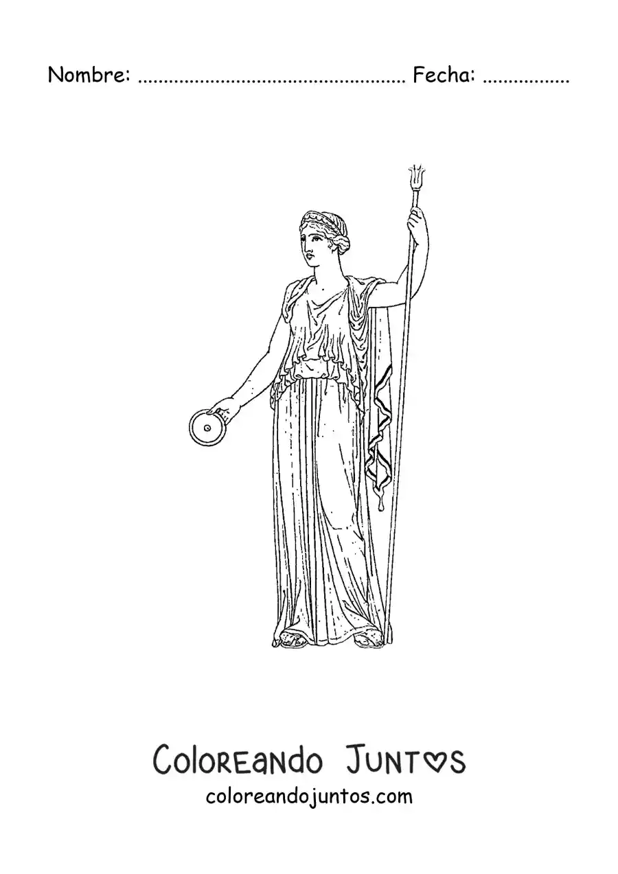 Imagen para colorear de mujer griega de la edad antigua
