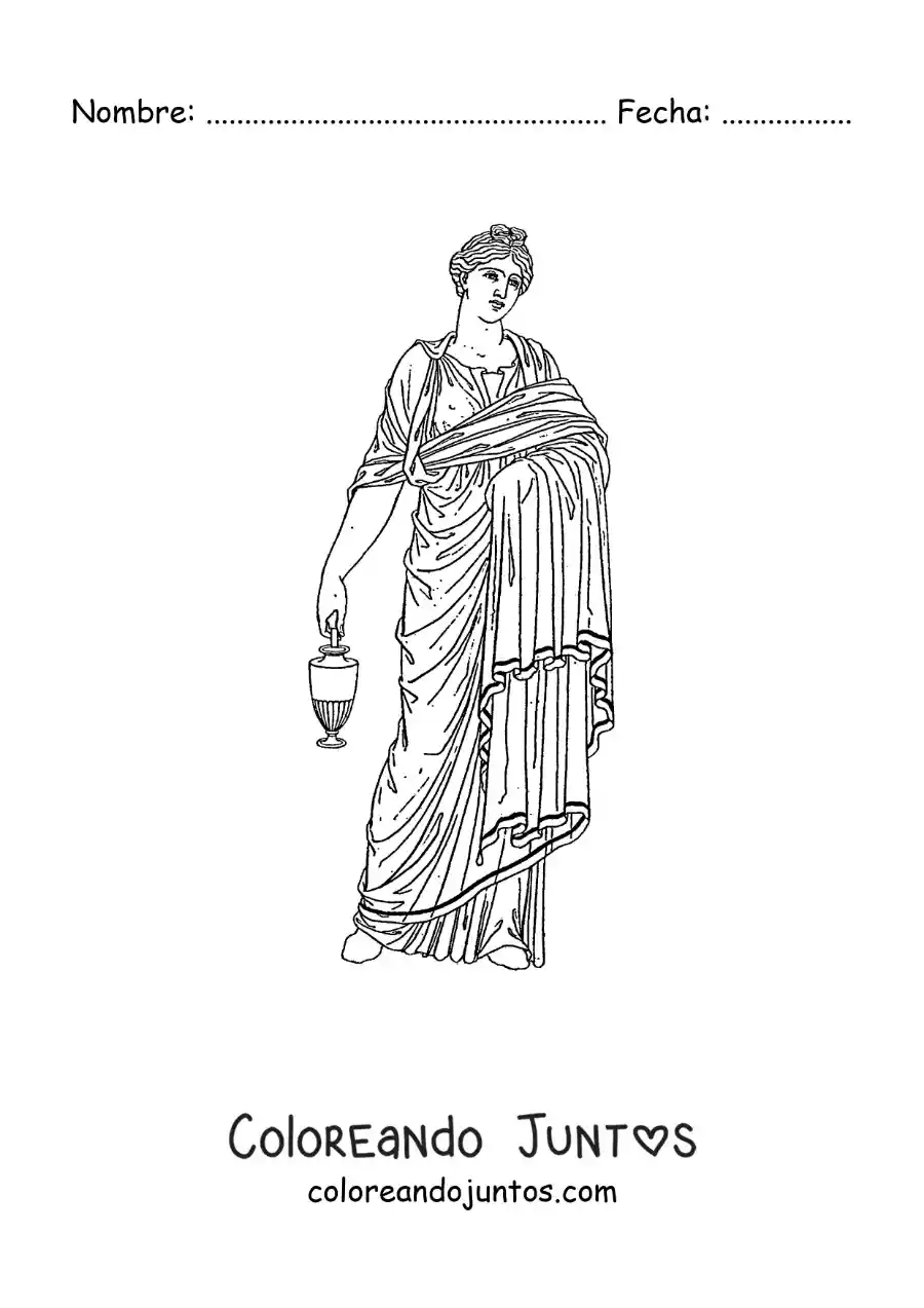 Imagen para colorear de mujer de la civilización griega