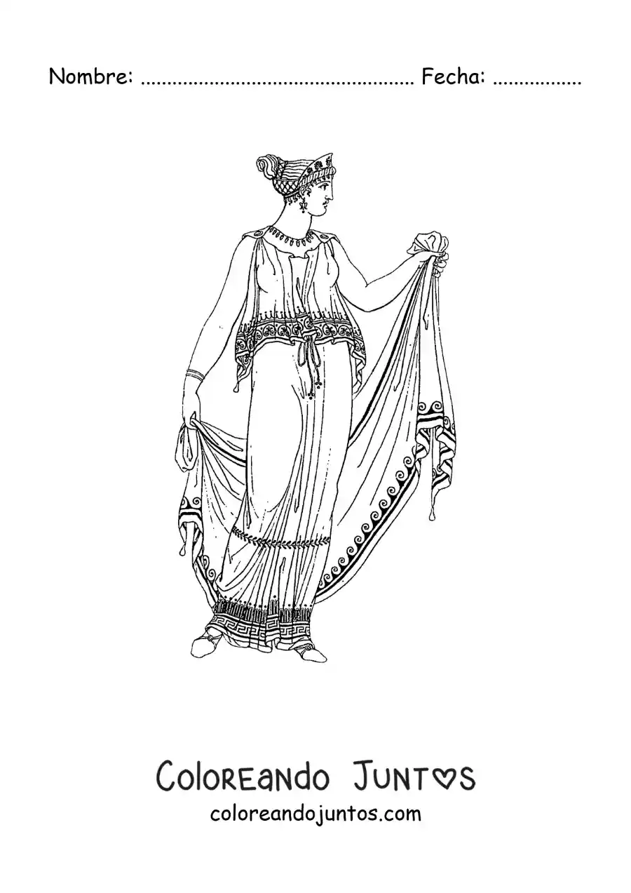 Imagen para colorear de vestimenta griega antigua