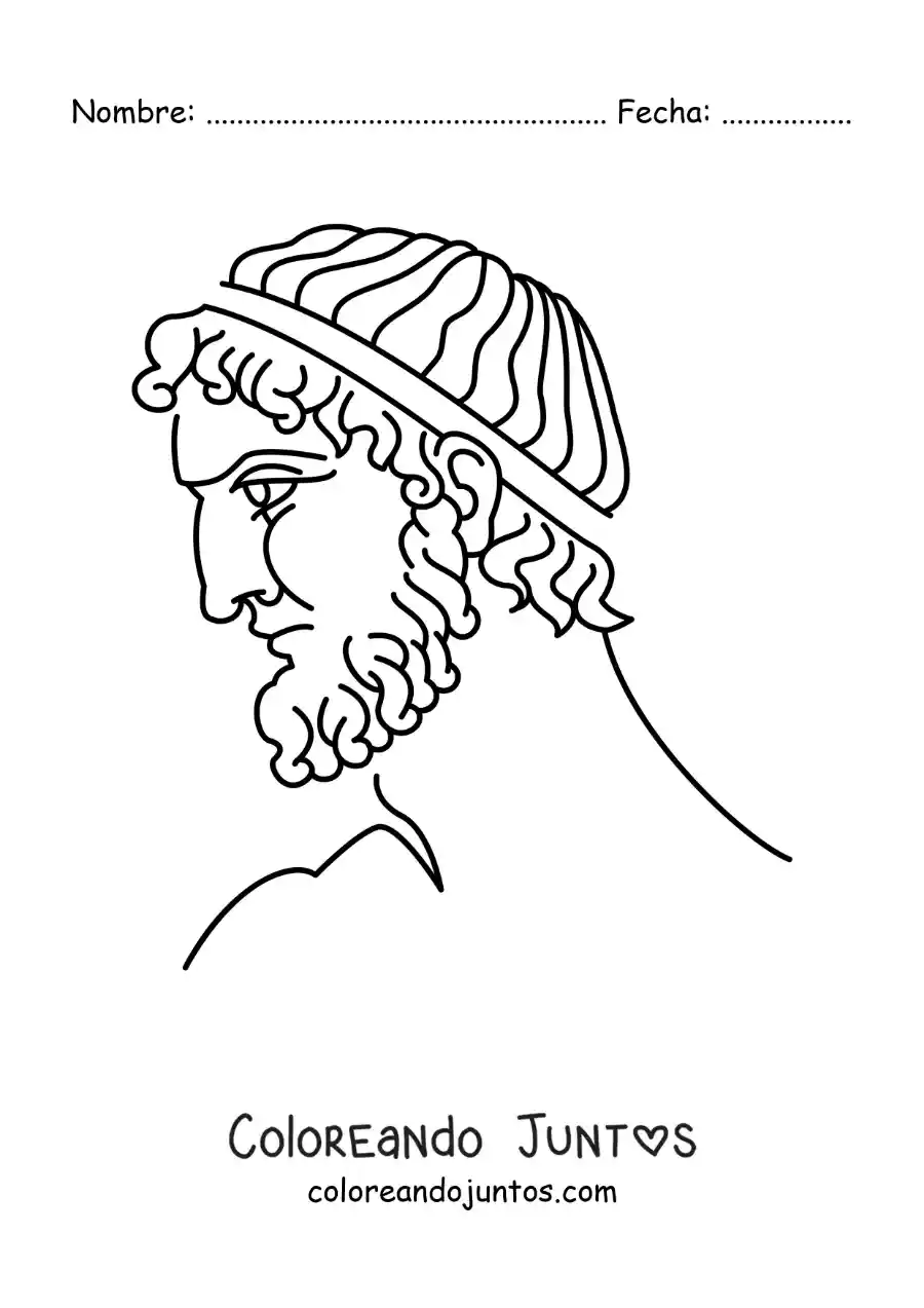 Imagen para colorear de rostro de hombre griego