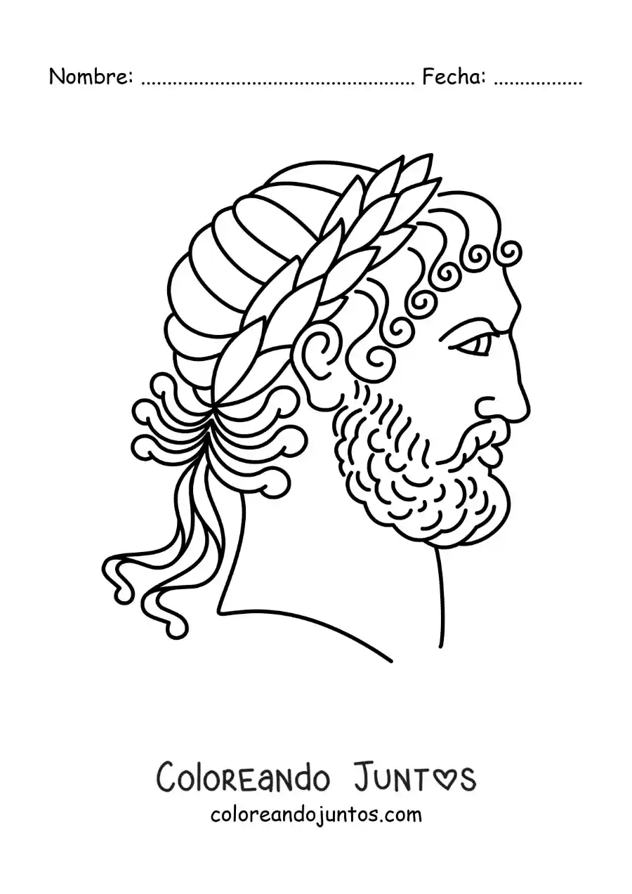 Imagen para colorear de mujer griego con corona de laureles