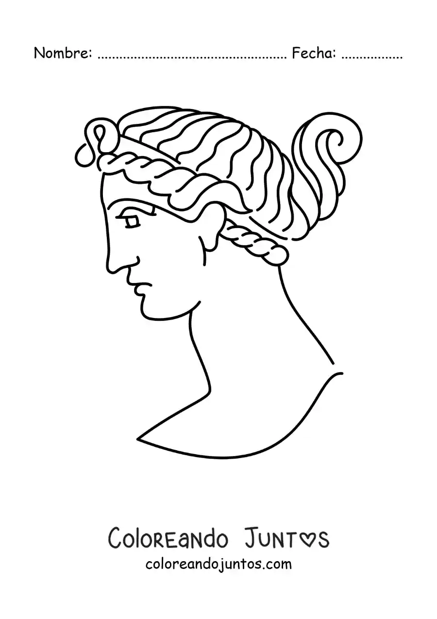 Imagen para colorear de escultura de un rostro griego