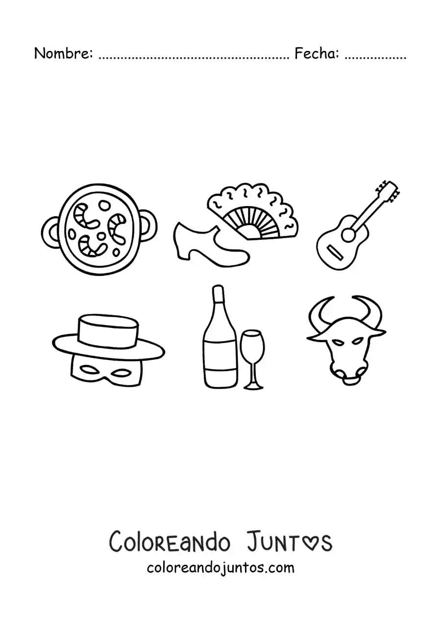 Imagen para colorear de tradiciones españolas animadas