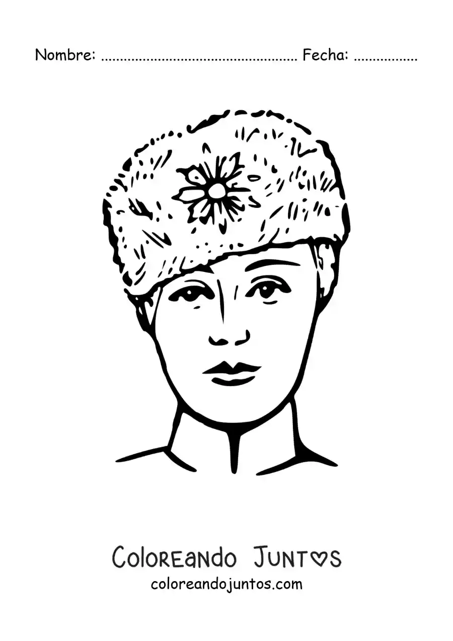 Imagen para colorear de rostro de mujer rusa