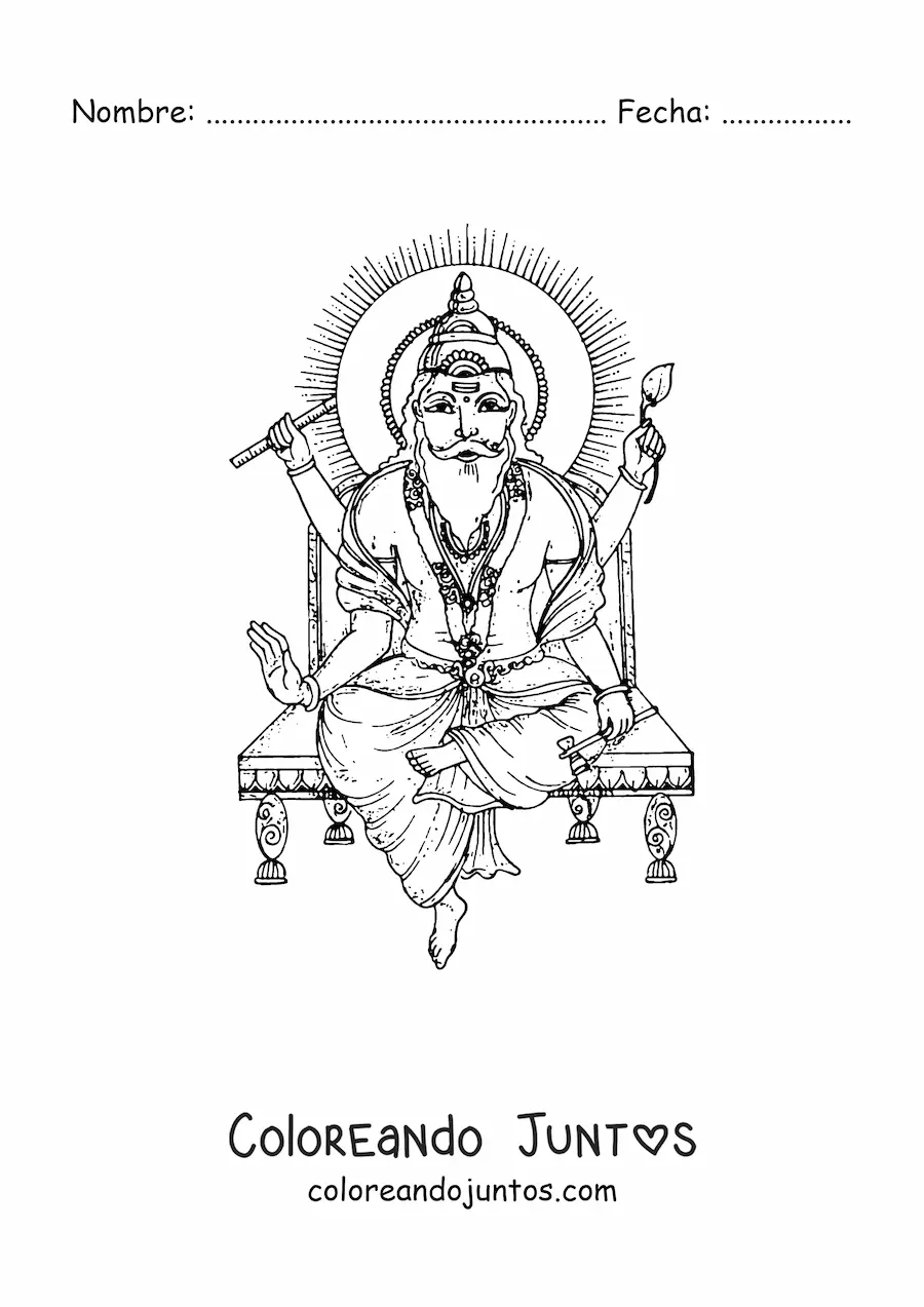 Imagen para colorear de dios brahma del hinduismo