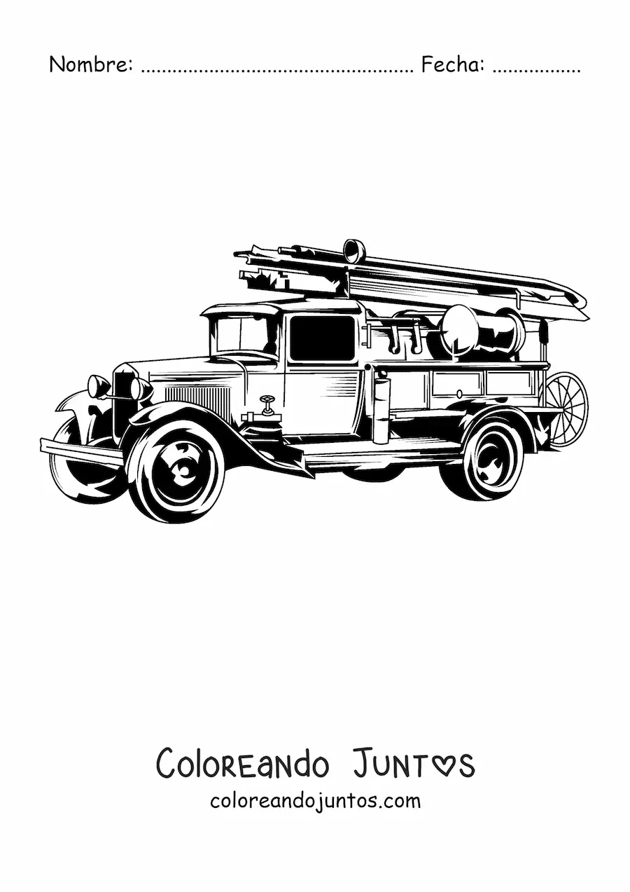 Imagen para colorear de un camión de bomberos antiguo