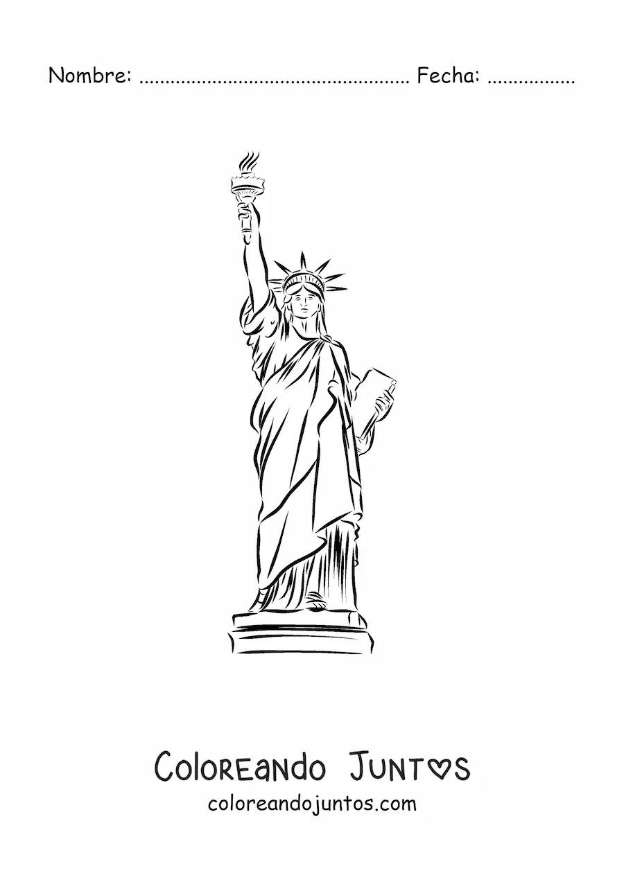 Imagen para colorear de estatua de la libertad fácil