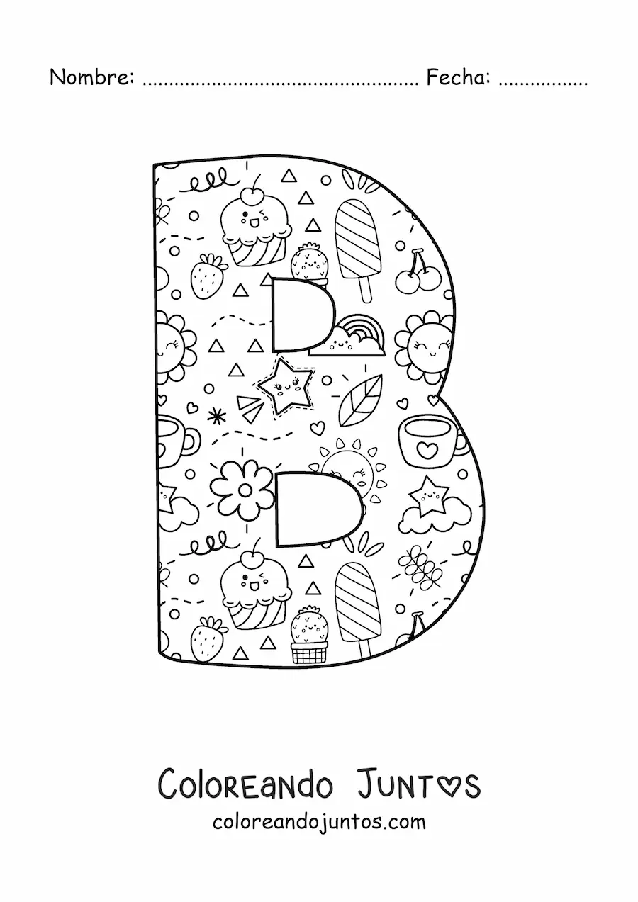 Imagen para colorear de la letra b con dibujos animados