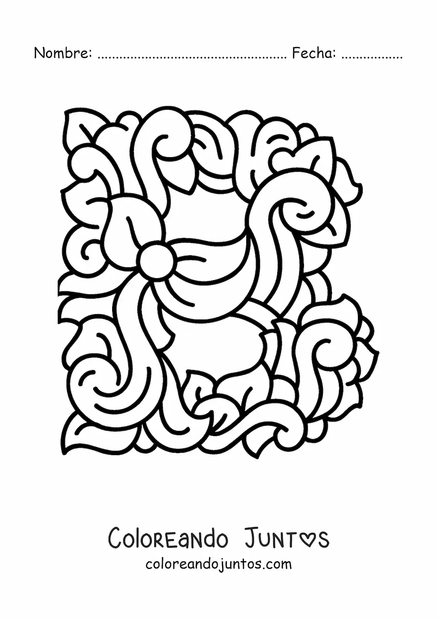Imagen para colorear de letra b mayúscula decorada