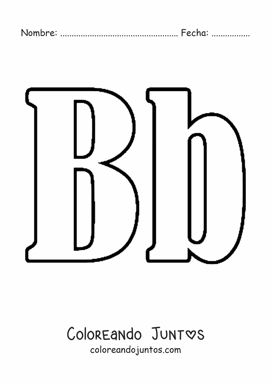 Imagen para colorear de letra b mayúscula y minúscula grande
