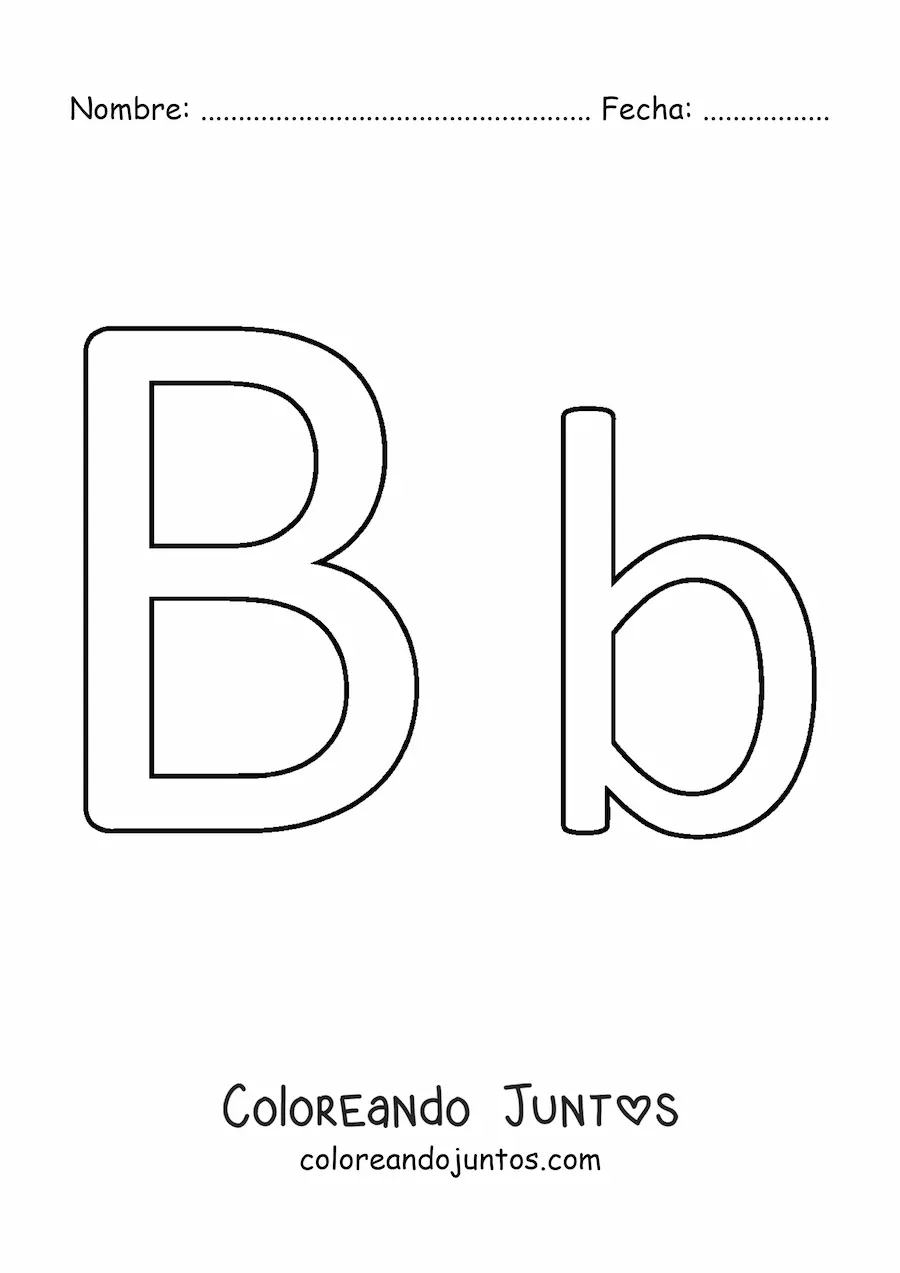 Imagen para colorear de letra b mayúscula y minúscula fácil
