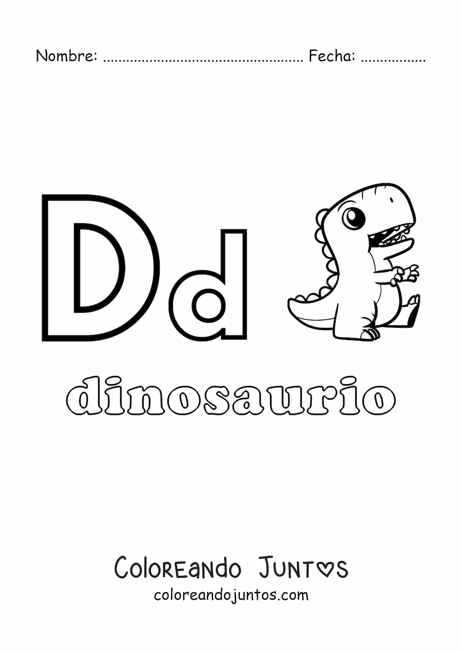 Imagen para colorear de d de dinosaurio