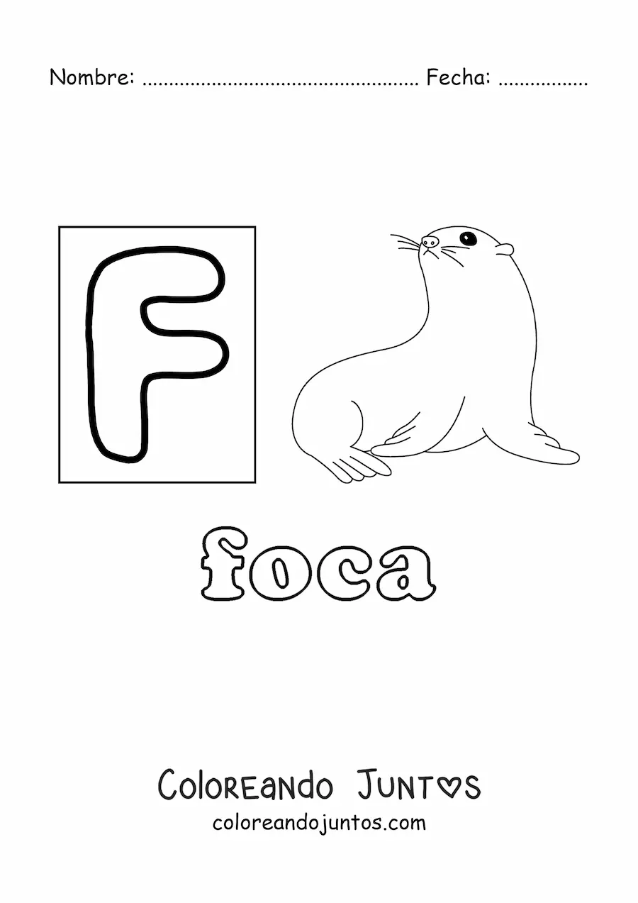 Imagen para colorear de f de foca