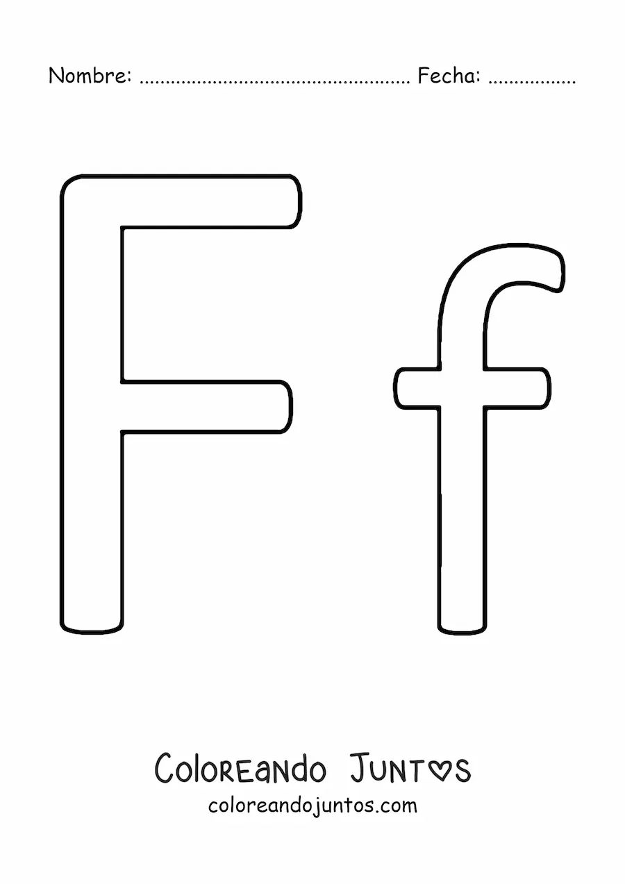 Imagen para colorear de letra f mayúscula y minúscula fácil