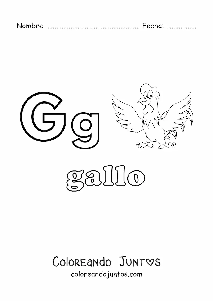 Imagen para colorear de g de gallo