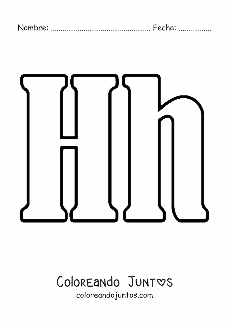 Imagen para colorear de letra h mayúscula y minúscula grande