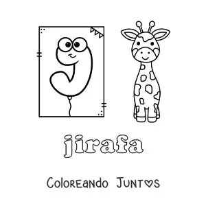 Imagen para colorear de j de jirafa