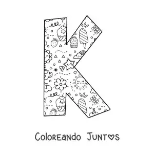 Imagen para colorear de la letra k con dibujos animados