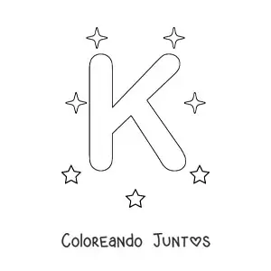 Imagen para colorear de letra k mayúscula con estrellas