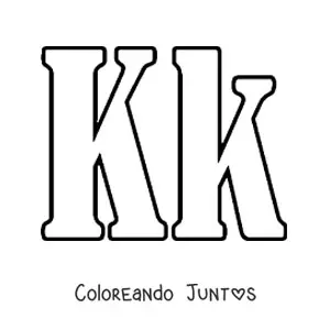 Imagen para colorear de letra k mayúscula y minúscula grande