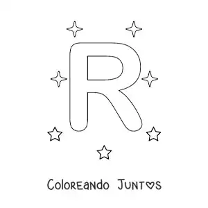 Imagen para colorear de letra r mayúscula con estrellas