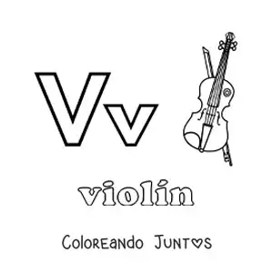Imagen para colorear de v de violín