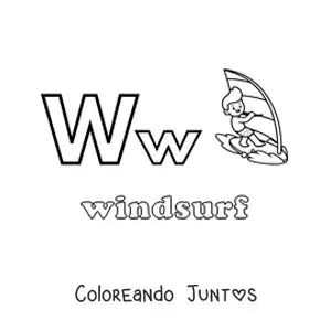 Imagen para colorear de w de windsurf