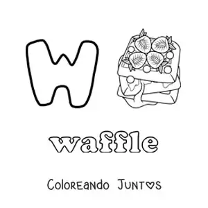 Imagen para colorear de w de waffle