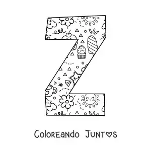 Imagen para colorear de la letra z con dibujos animados