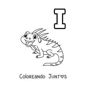 Imagen para colorear de la letra i de iguana