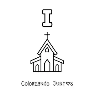 Imagen para colorear de la letra i de iglesia