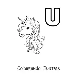 Imagen para colorear de la letra u de unicornio