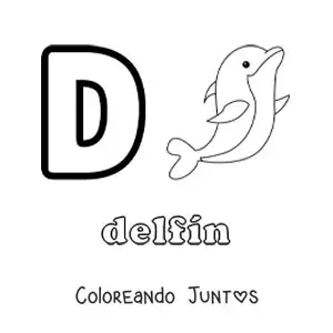 Imagen para colorear de la letra d de delfín