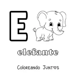 Imagen para colorear de la letra e de elefante