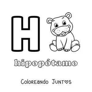 Imagen para colorear de la letra h de hipopótamo
