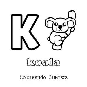 Imagen para colorear de la letra k de koala